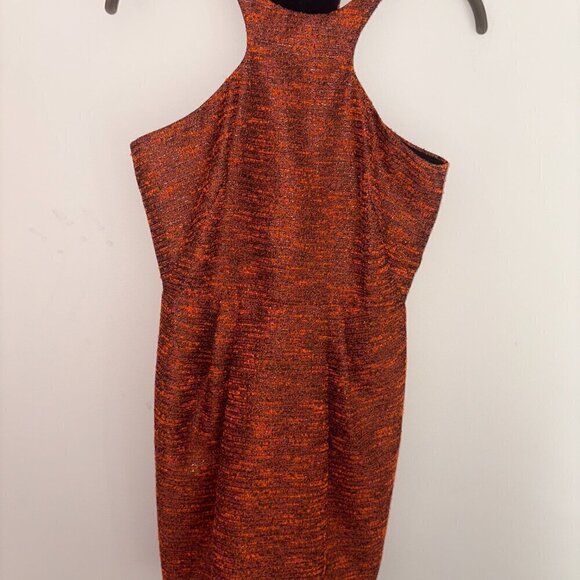 Hunter Dixon by Hunter Bell Orange Metallic Cocktail Dress size 2 Ring Collar - Picture 7 of 10